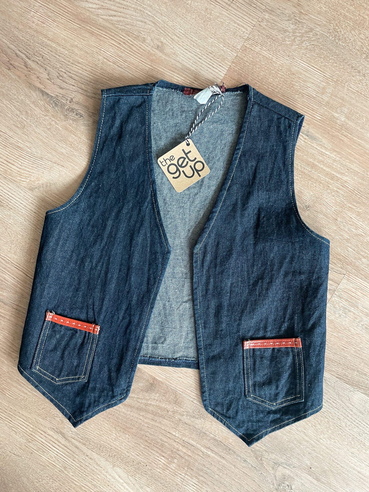 1970s Vintage Western Style Denim Open 2 Pocket Vest