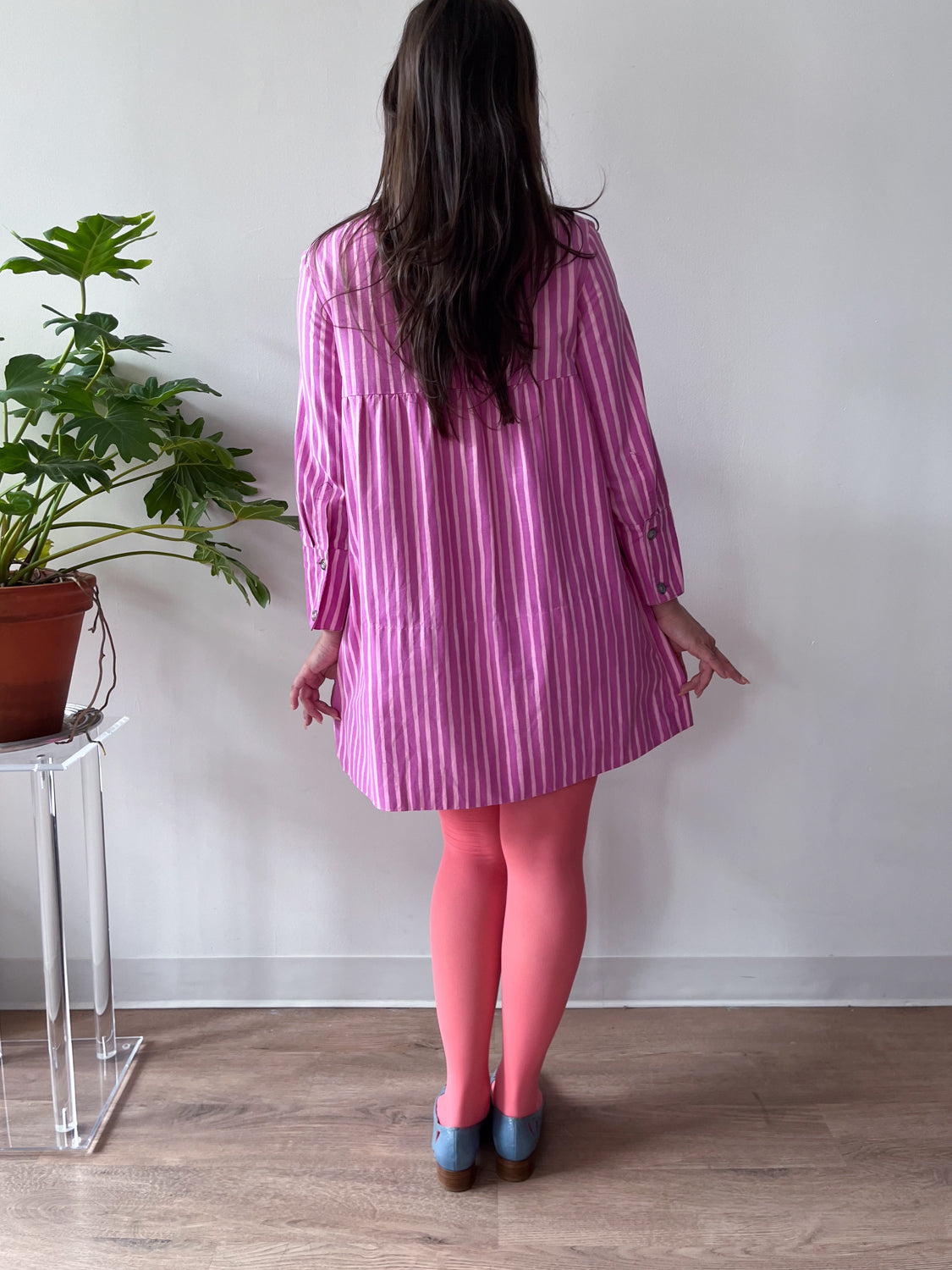 1960s Vintage Marimekko Suomi Finland Purple Pink Two Tone Piccolo Stripe Dress