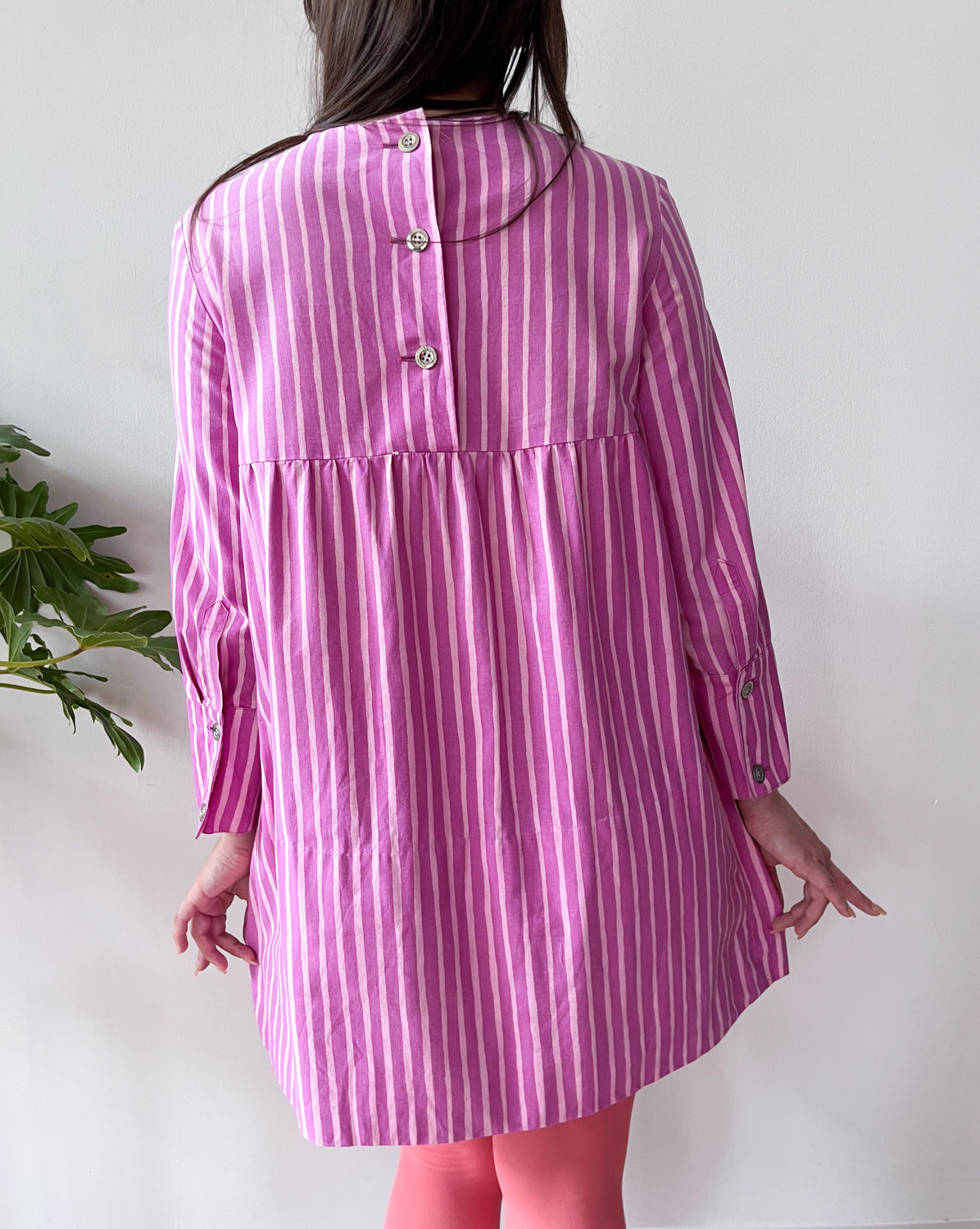 1960s Vintage Marimekko Suomi Finland Purple Pink Two Tone Piccolo Stripe Dress