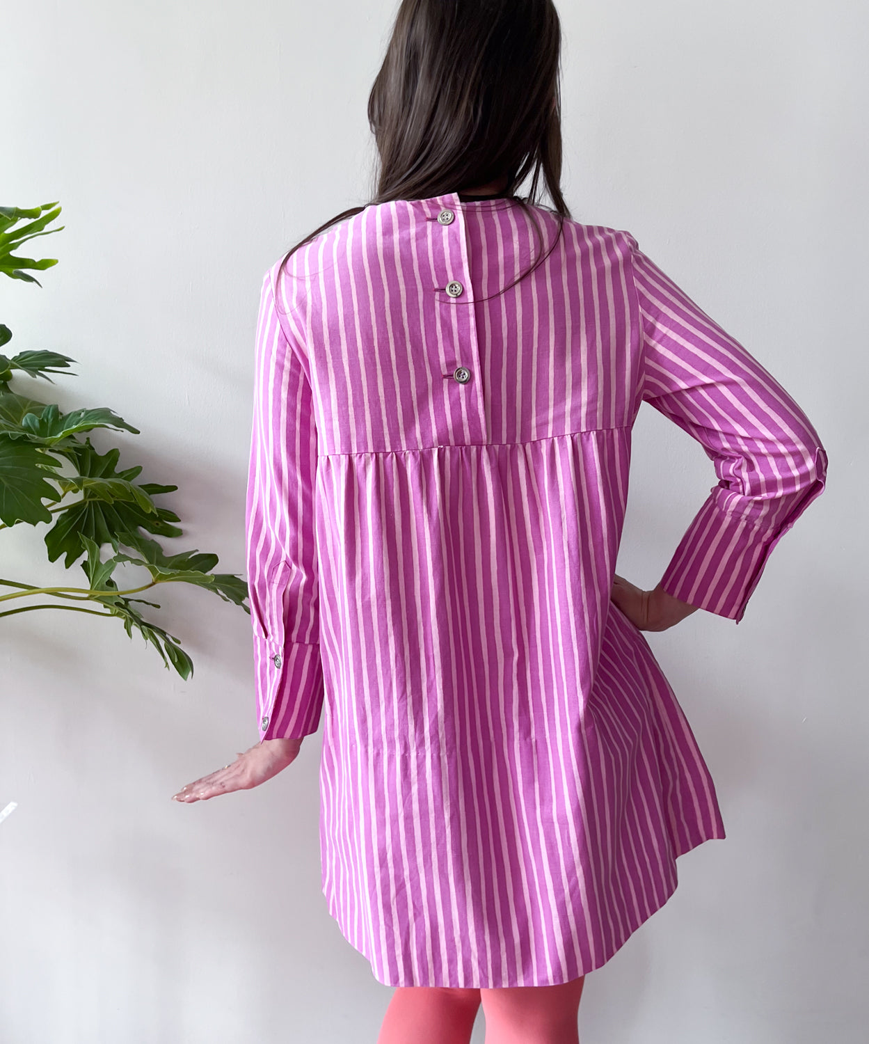 1960s Vintage Marimekko Suomi Finland Purple Pink Two Tone Piccolo Stripe Dress