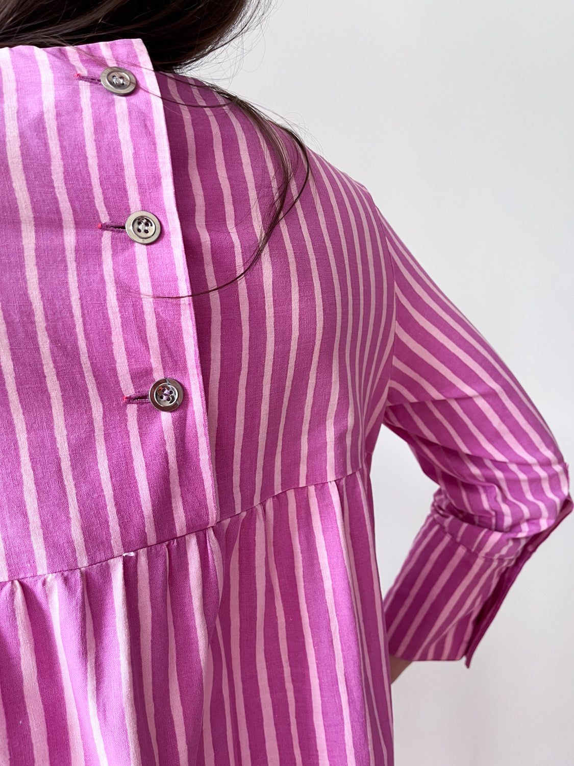 1960s Vintage Marimekko Suomi Finland Purple Pink Two Tone Piccolo Stripe Dress