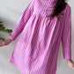 1960s Vintage Marimekko Suomi Finland Purple Pink Two Tone Piccolo Stripe Dress