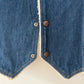 1970s Vintage Big Smith Denim Faux Shearling Lined Vest
