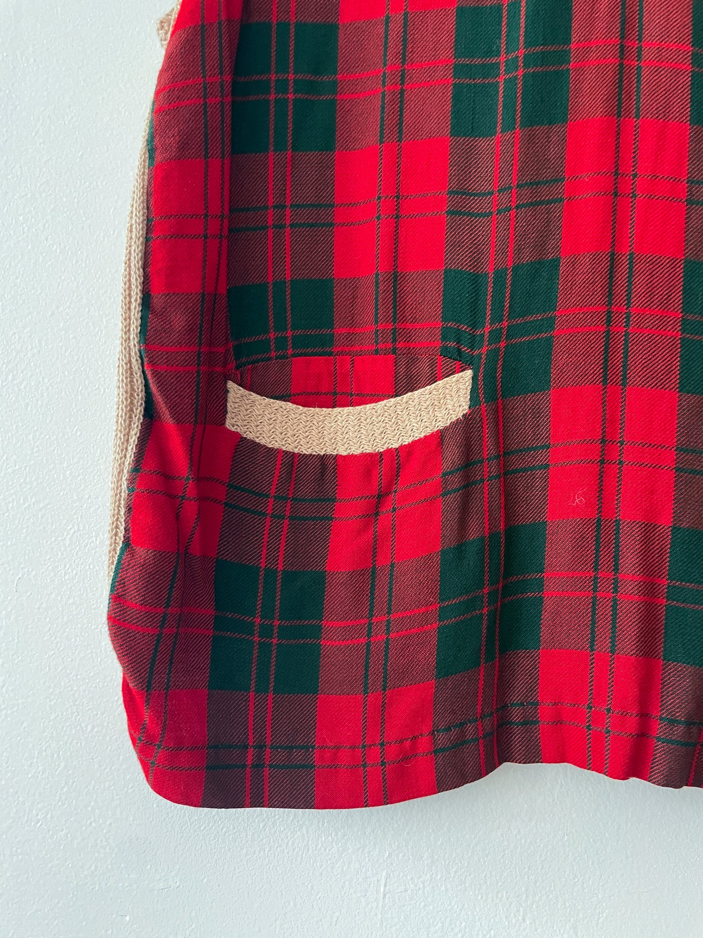 1950s Vintage Red and Green Plaid Sweater Pullover Vest