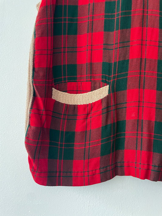 1950s Vintage Red and Green Plaid Sweater Pullover Vest