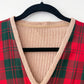 1950s Vintage Red and Green Plaid Sweater Pullover Vest