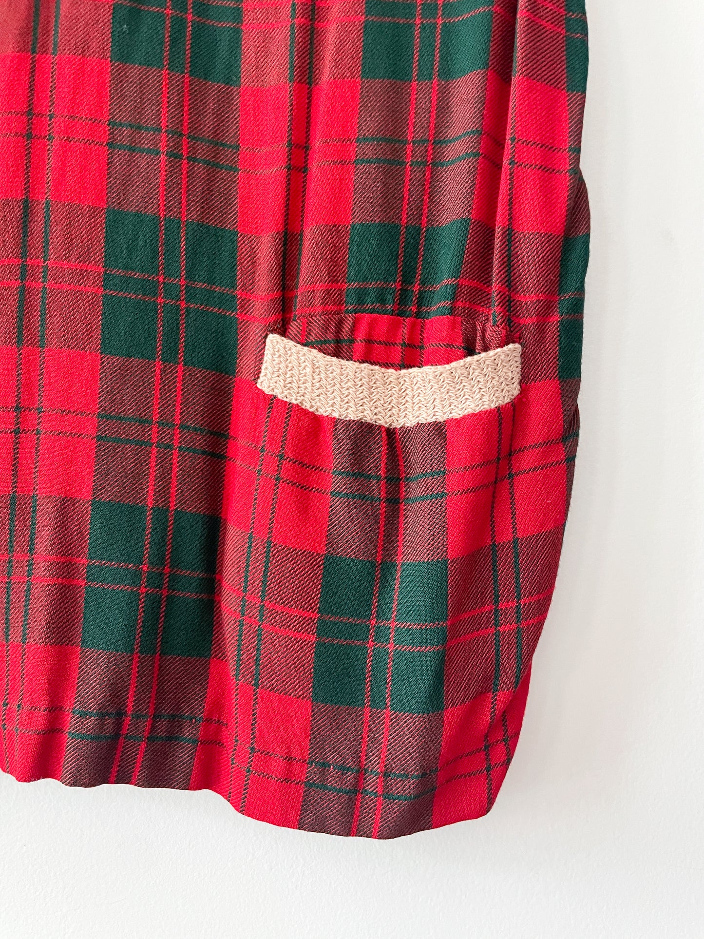 1950s Vintage Red and Green Plaid Sweater Pullover Vest