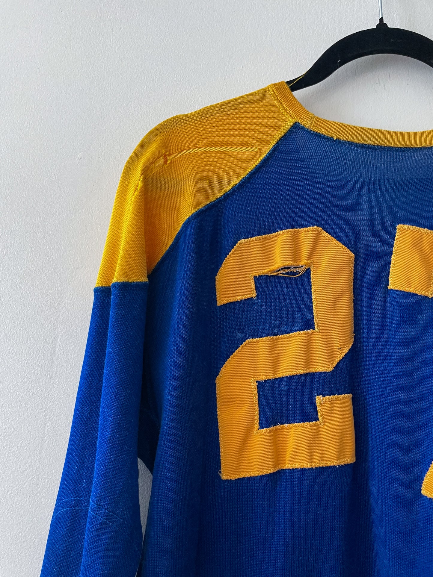 1950s Vintage Super Thrashed Maize & Blue Athletic #27 Practice Jersey