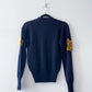 1950s Vintage Varsity Navy V-Neck Pullover Wool Gladiator 1958 Patch Sweater