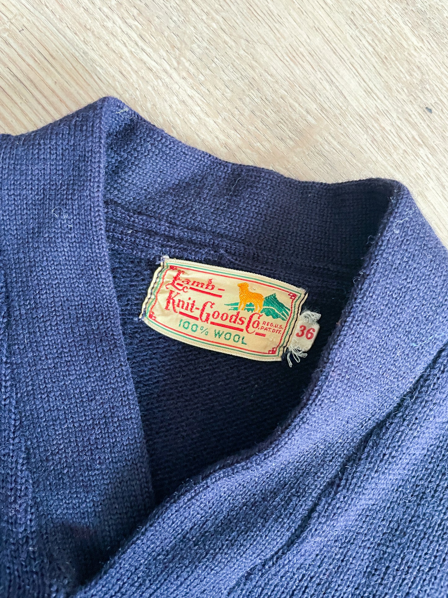 1950s Vintage Varsity Navy V-Neck Pullover Wool Gladiator 1958 Patch Sweater