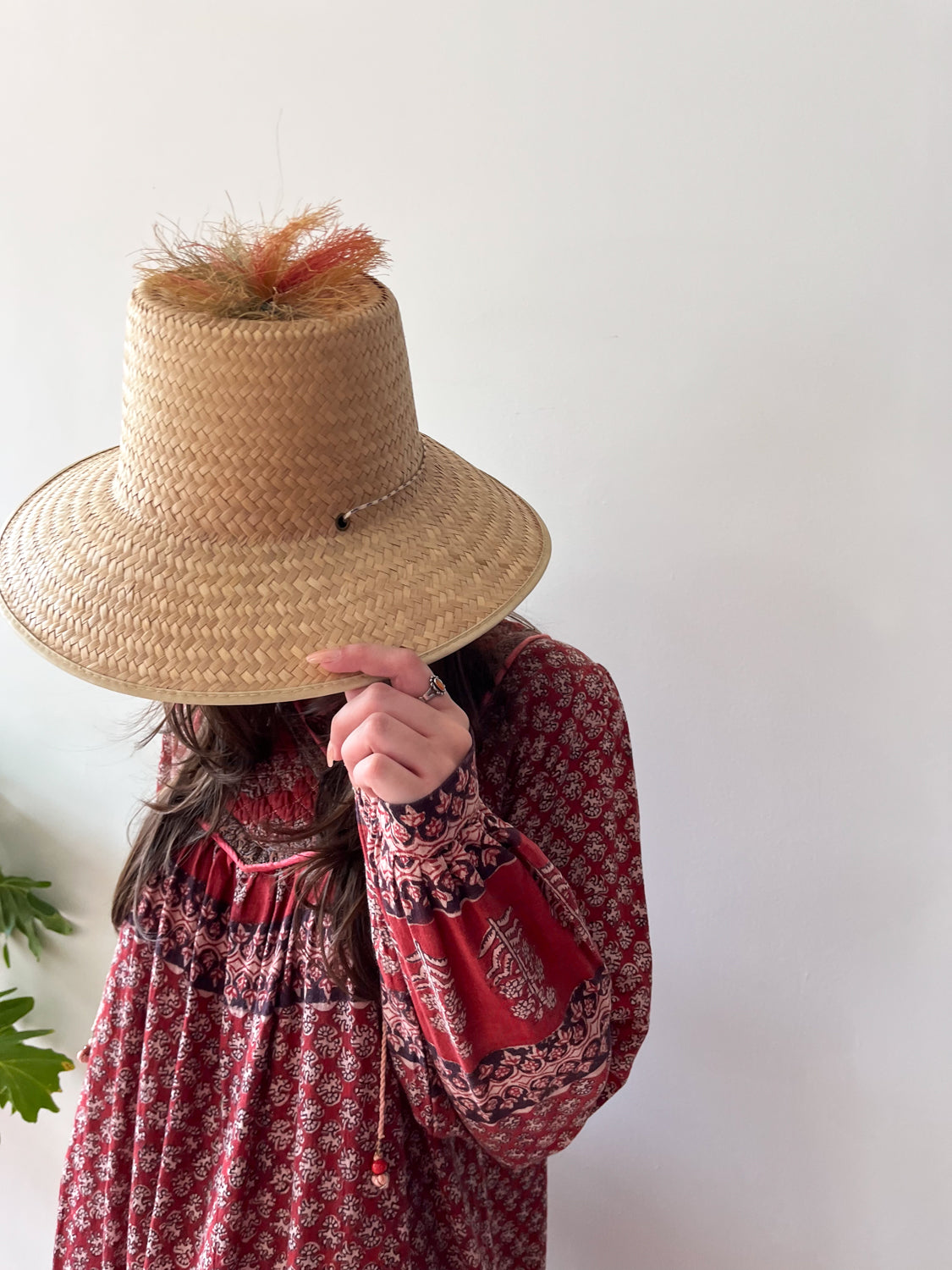 1960s Woven Straw Sun Hat with Pom