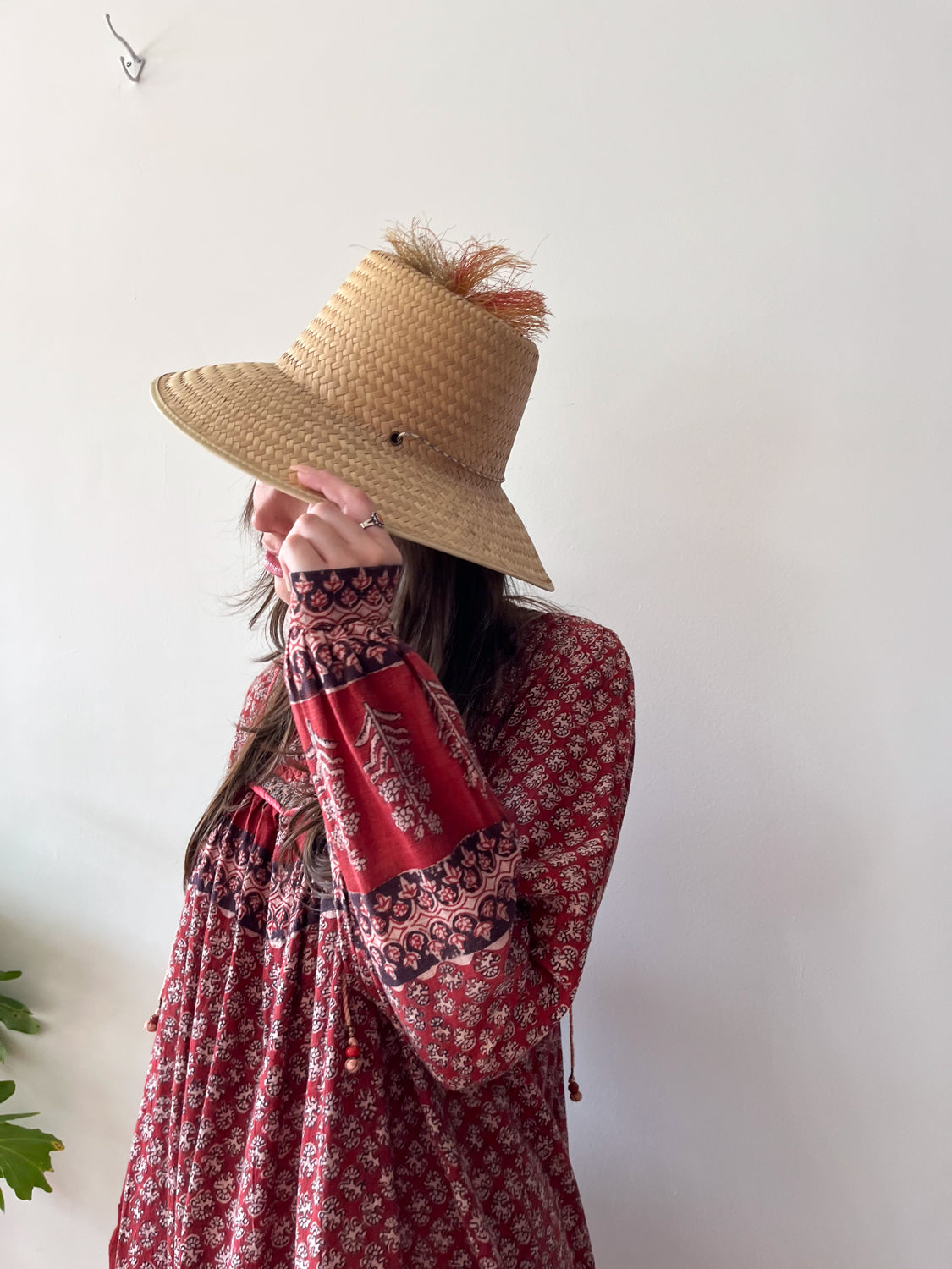 1960s Woven Straw Sun Hat with Pom