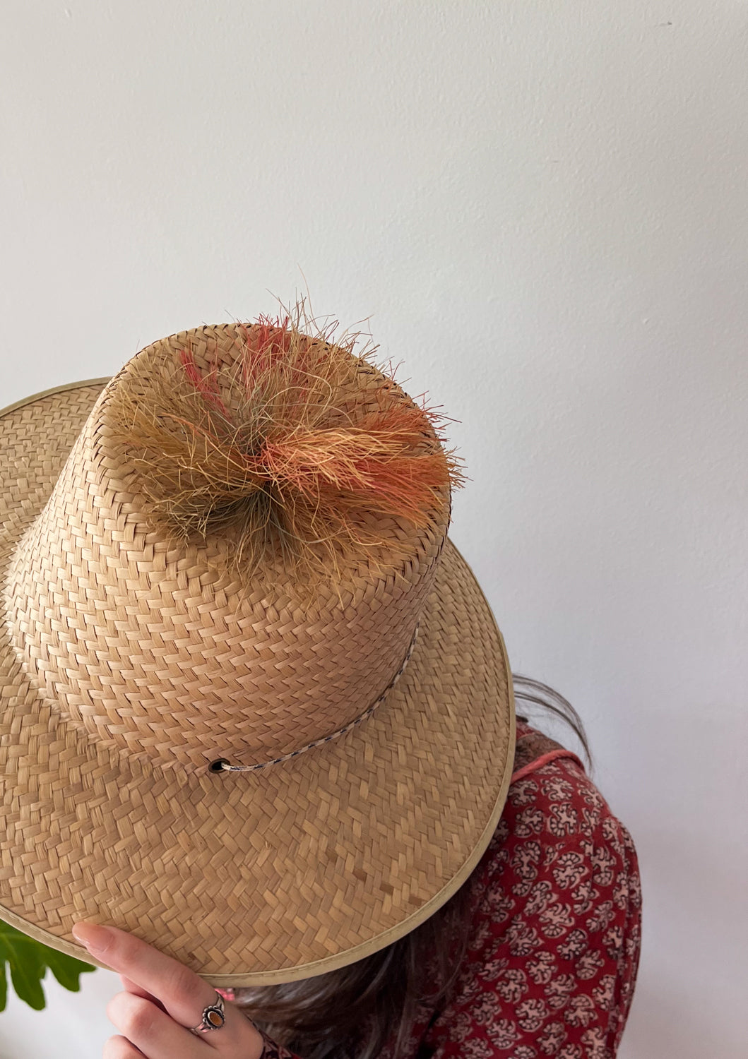 1960s Woven Straw Sun Hat with Pom