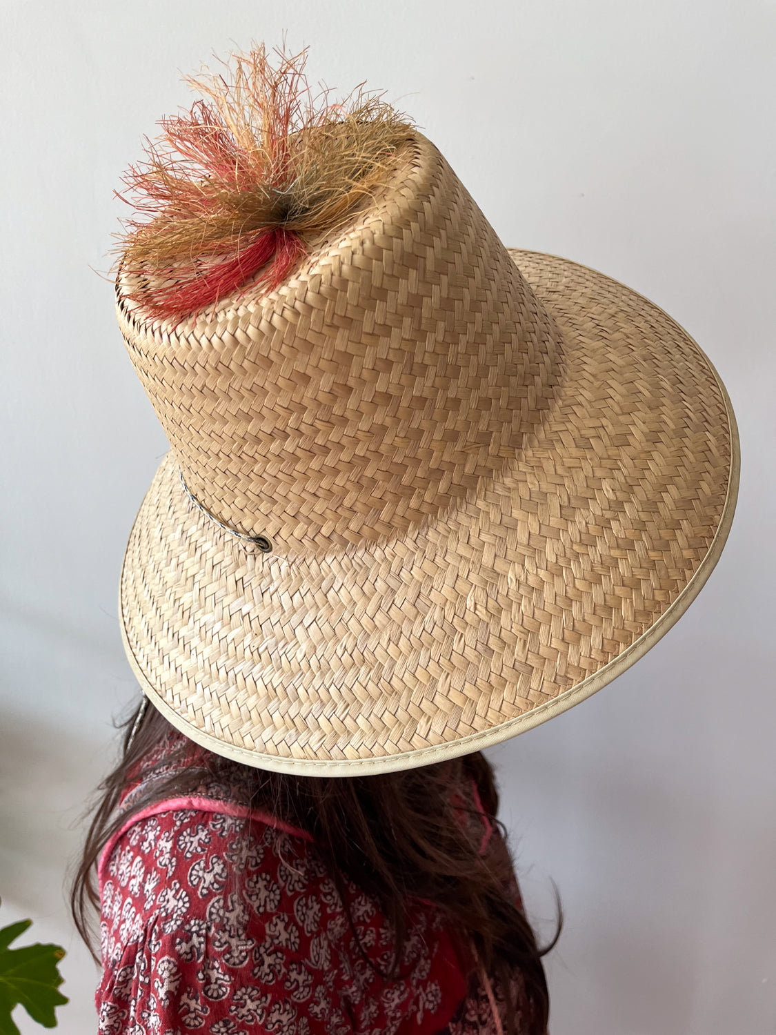 1960s Woven Straw Sun Hat with Pom