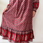 1970s Vintage Hand Block Printed Quilted Bib Indian Cotton Dress