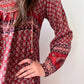 1970s Vintage Hand Block Printed Quilted Bib Indian Cotton Dress