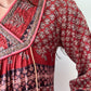 1970s Vintage Hand Block Printed Quilted Bib Indian Cotton Dress