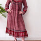 1970s Vintage Hand Block Printed Quilted Bib Indian Cotton Dress