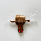 1940s Vintage Lucite Wood Suede Bull Head Novelty Brooch