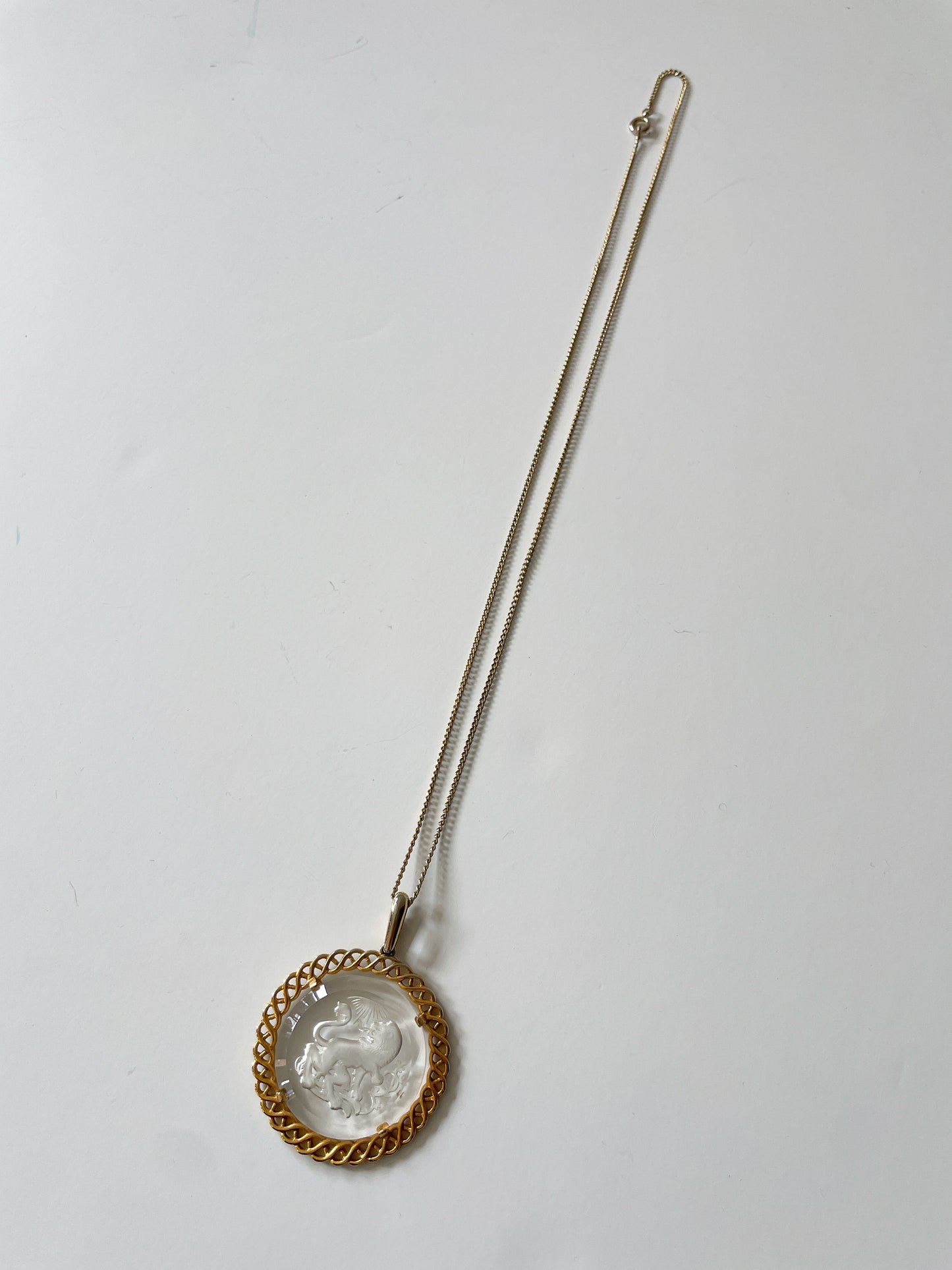 1970s Vintage Leo Zodiac Pendant Statement Necklace by Trifari