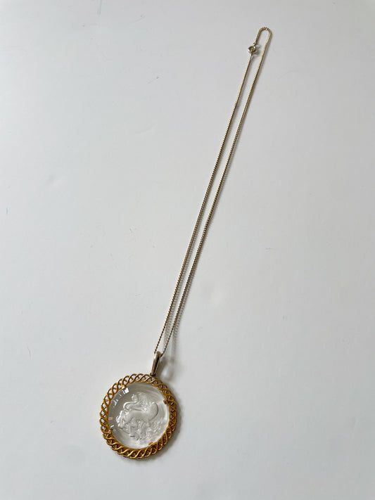 1970s Vintage Leo Zodiac Pendant Statement Necklace by Trifari