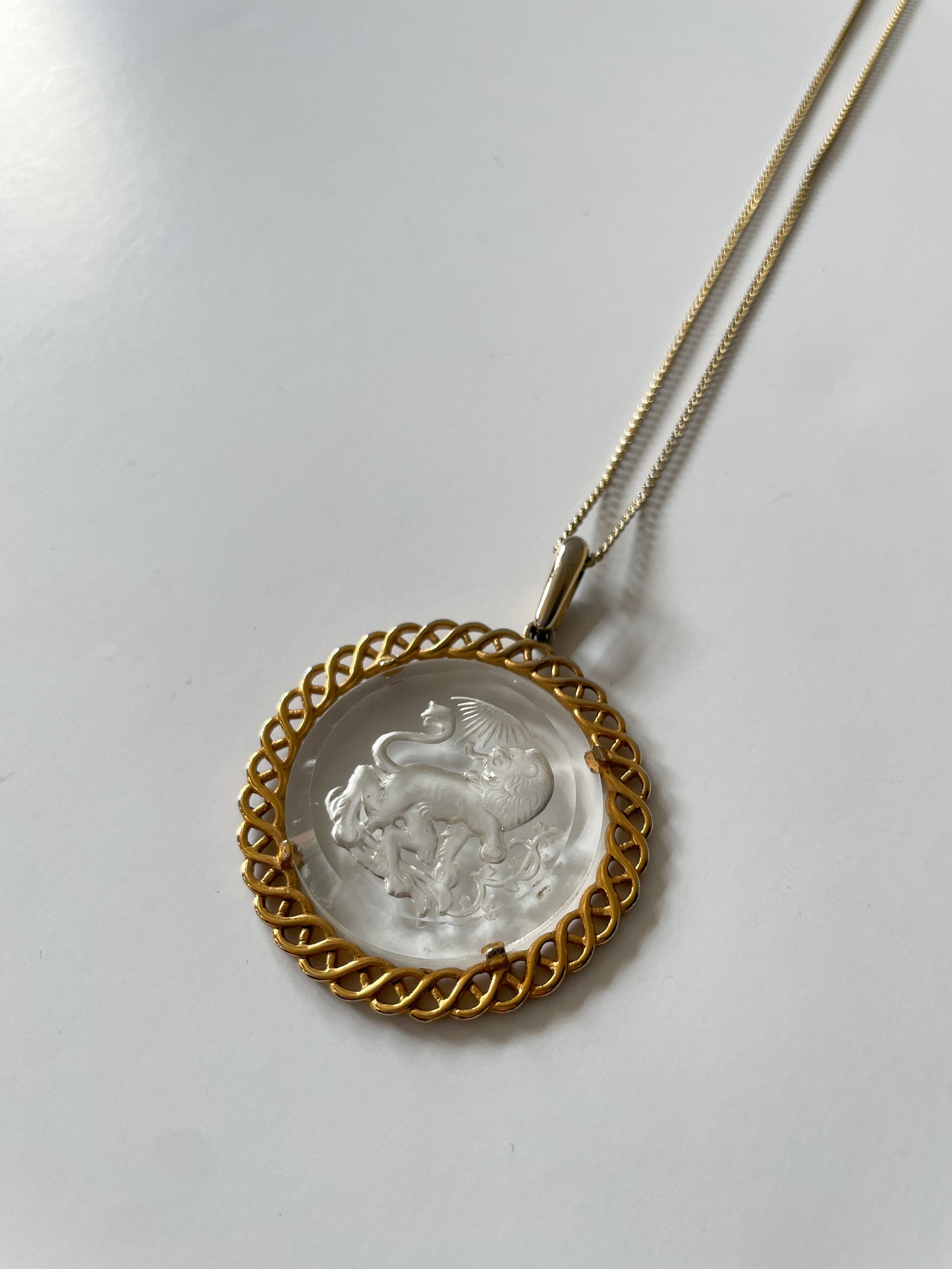 1970s Vintage Leo Zodiac Pendant Statement Necklace by Trifari