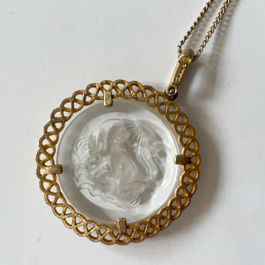 1970s Vintage Leo Zodiac Pendant Statement Necklace by Trifari