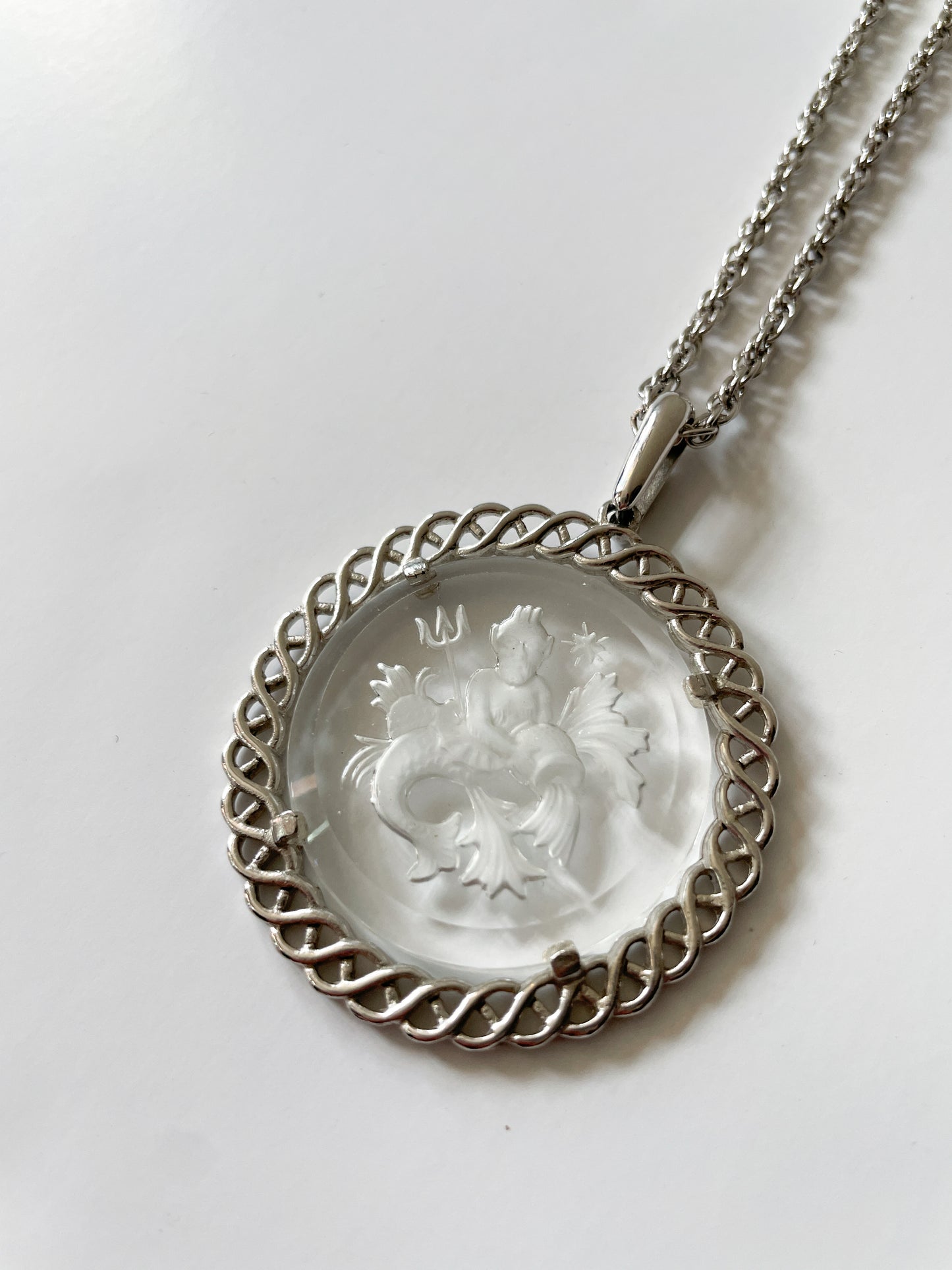 1970s Vintage Aquarius Zodiac Pendant Statement Necklace by Trifari