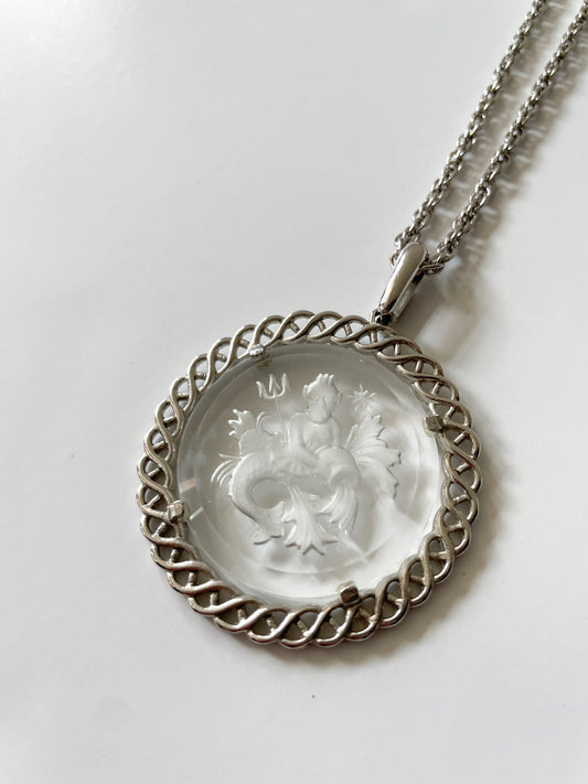 1970s Vintage Aquarius Zodiac Pendant Statement Necklace by Trifari