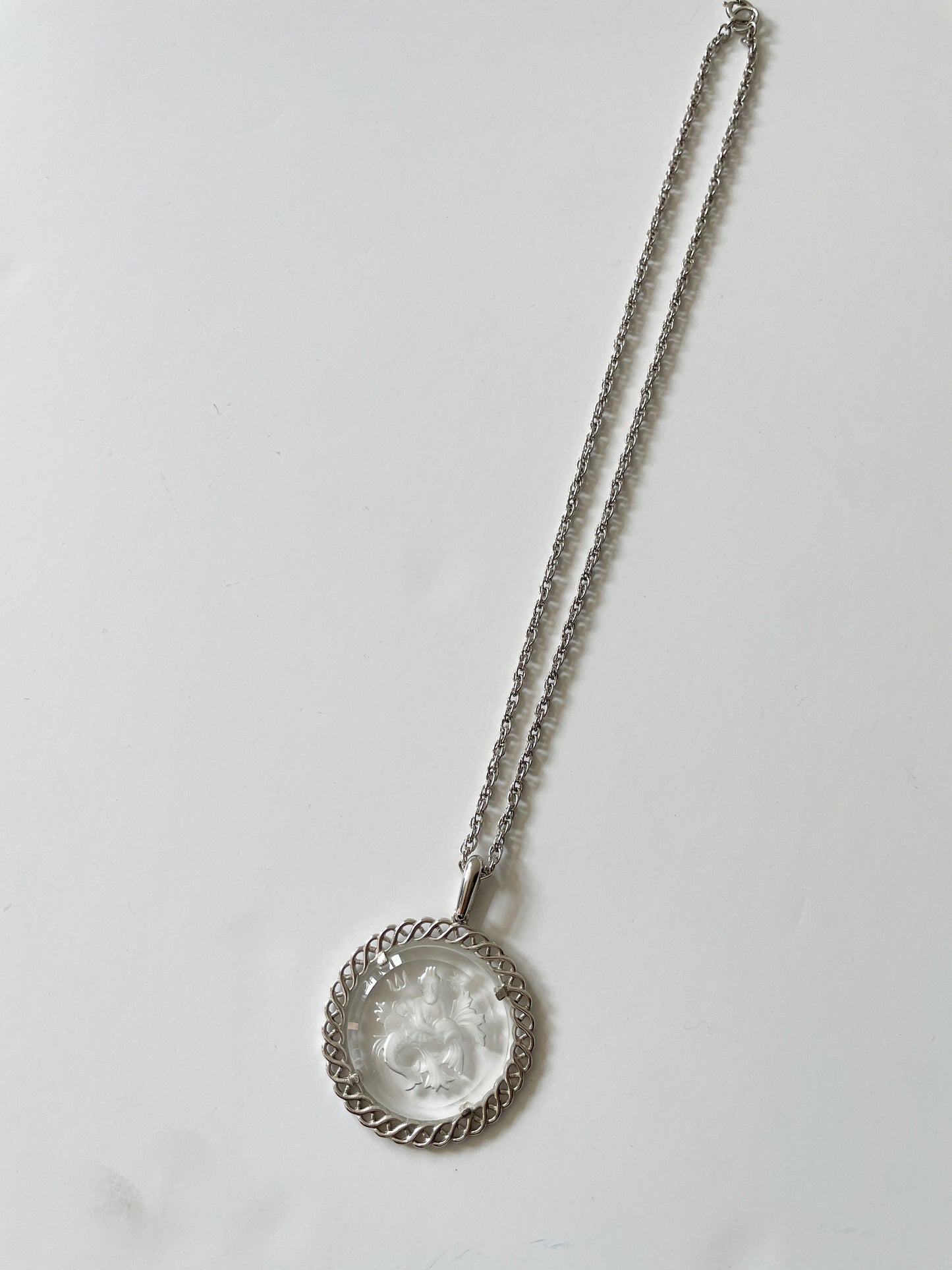 1970s Vintage Aquarius Zodiac Pendant Statement Necklace by Trifari