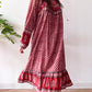 1970s Vintage Hand Block Printed Quilted Bib Indian Cotton Dress