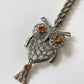 1970s Vintage Articulated Large Owl Novelty Statement Necklace