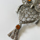 1970s Vintage Articulated Large Owl Novelty Statement Necklace