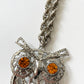 1970s Vintage Articulated Large Owl Novelty Statement Necklace