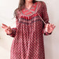 1970s Vintage Hand Block Printed Quilted Bib Indian Cotton Dress