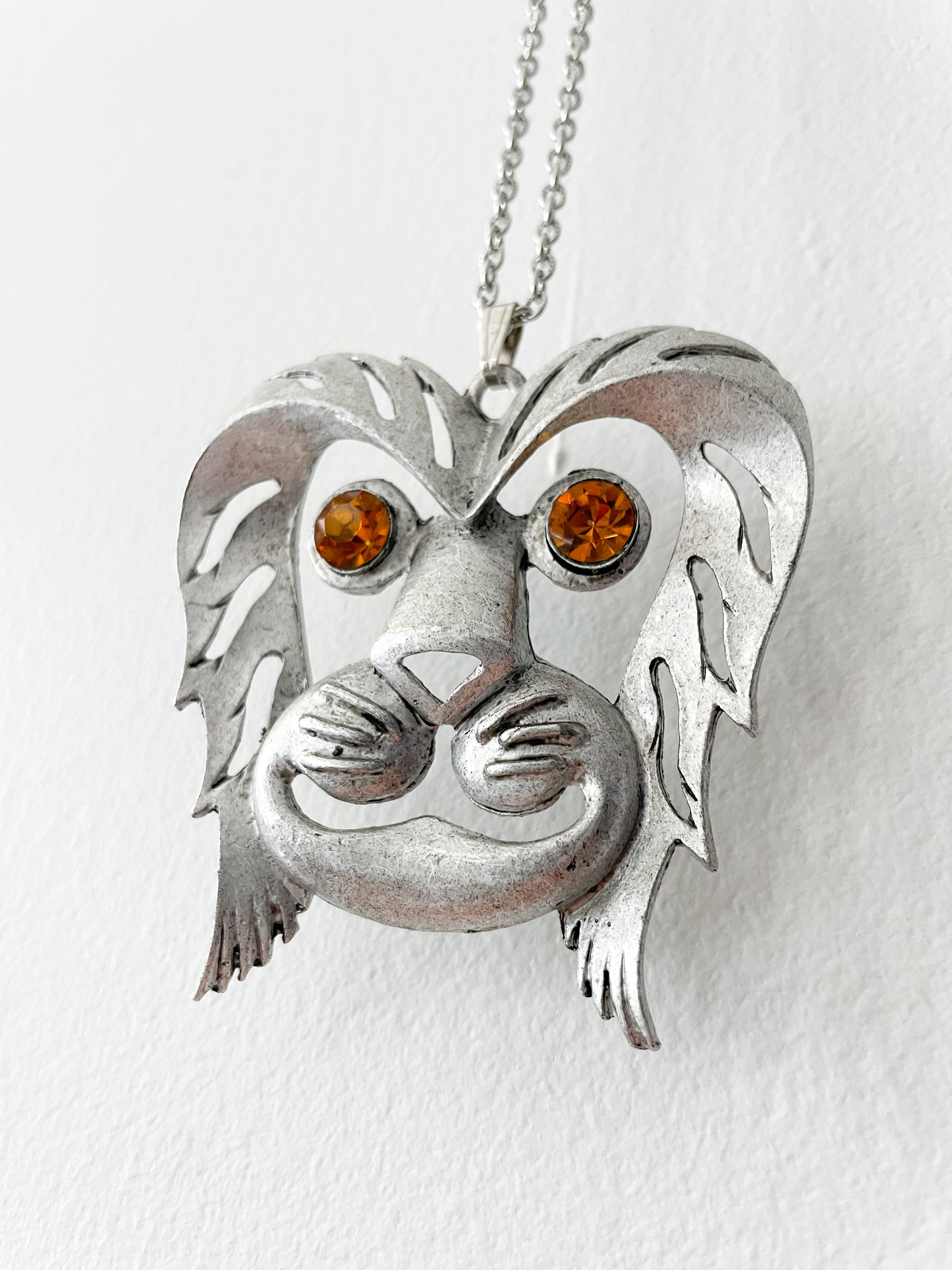 1970s Vintage Lion's Head Novelty Statement Necklace