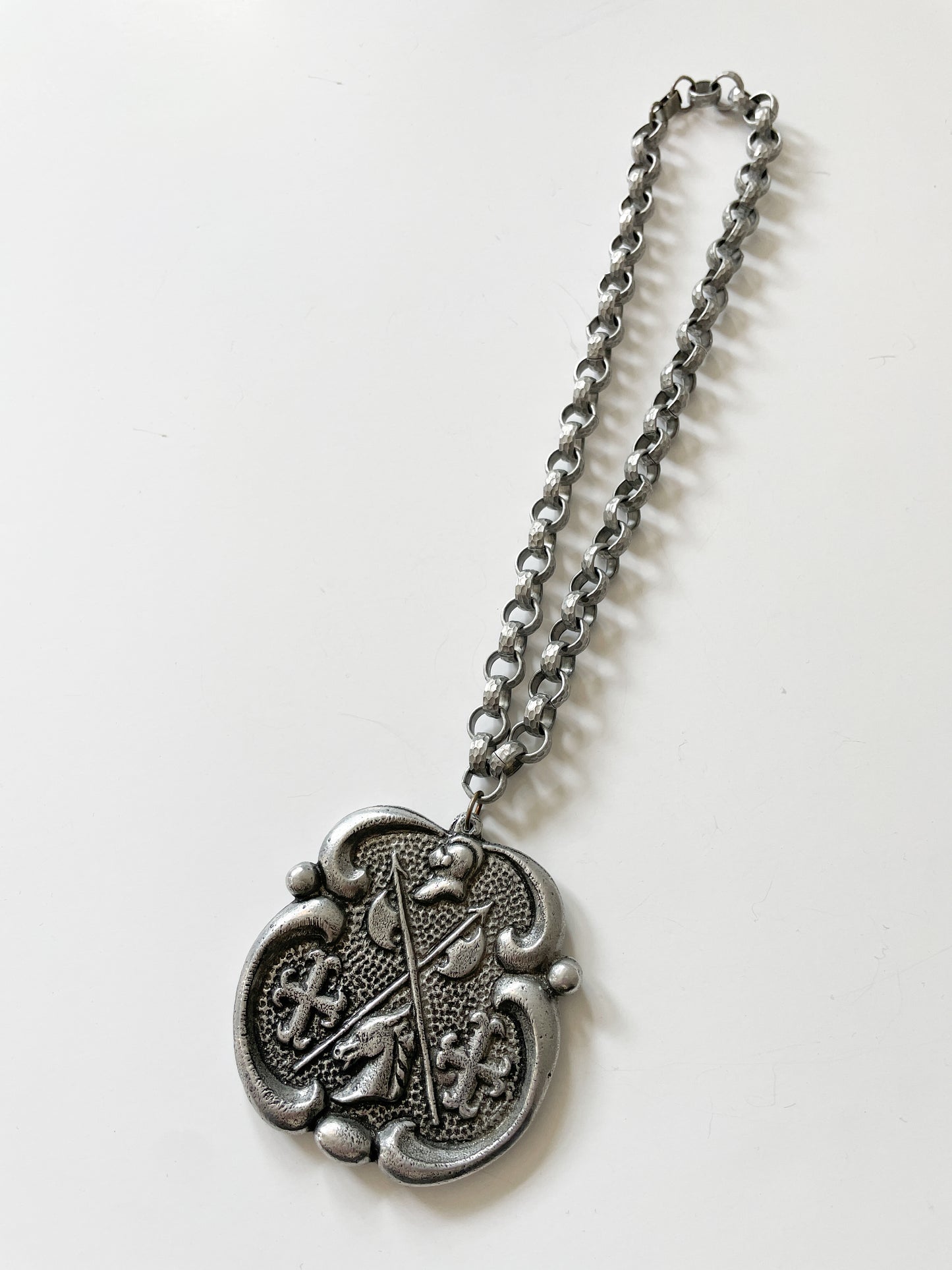 1970s Vintage Renaissance Vibes Horse Knight Shield Pendant Necklace