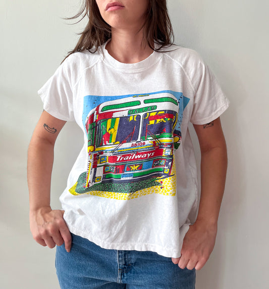 1970s Vintage Dallas Trailways Bus Raglan Bootleg Tee Shirt