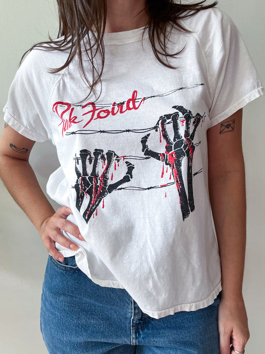 1970s Vintage European Pink Floyd "Pink Foird" Misspelled Bootleg Raglan Tee
