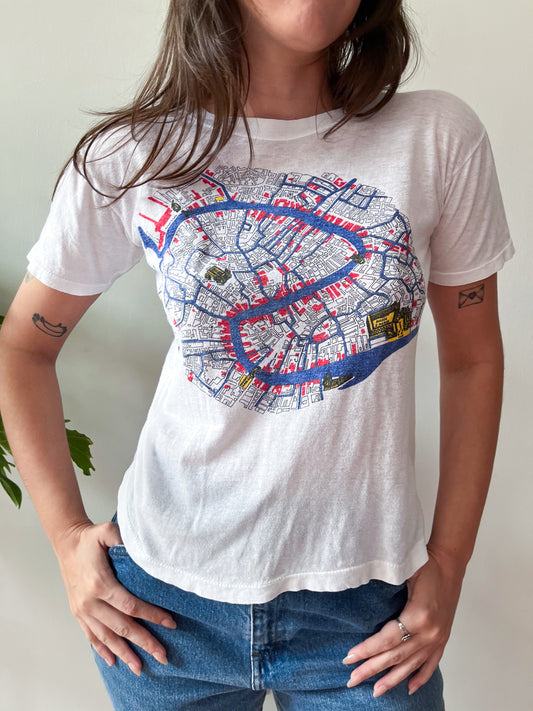 1970s Vintage Venezia Venice Italy Aerial View Map Tee