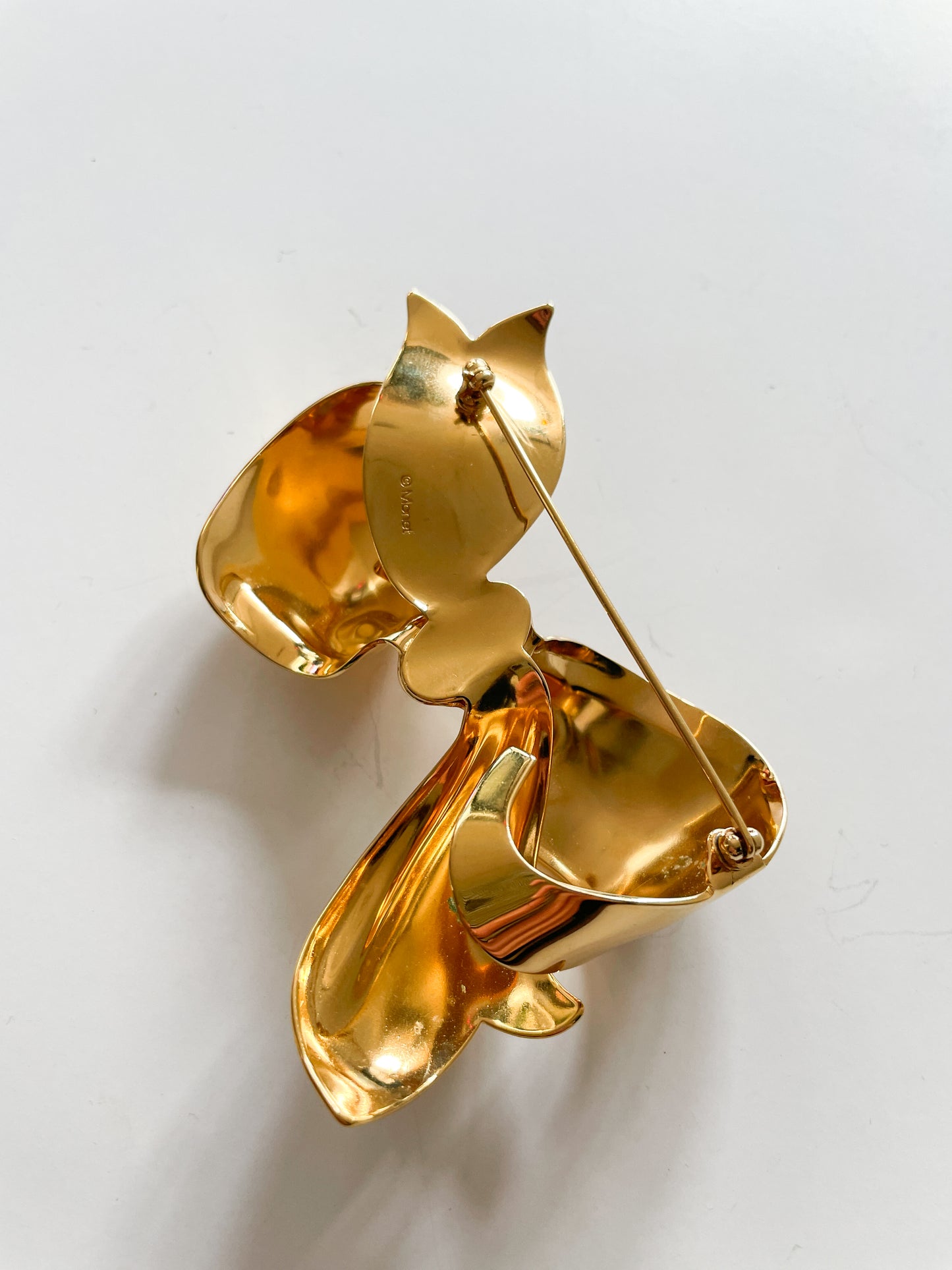 1980s Vintage Gold Bow Brooch Pin