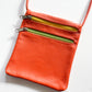 1990s Vintage Citrus Fruit Orange Leather Zip Pouch Purse