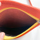 1990s Vintage Citrus Fruit Orange Leather Zip Pouch Purse