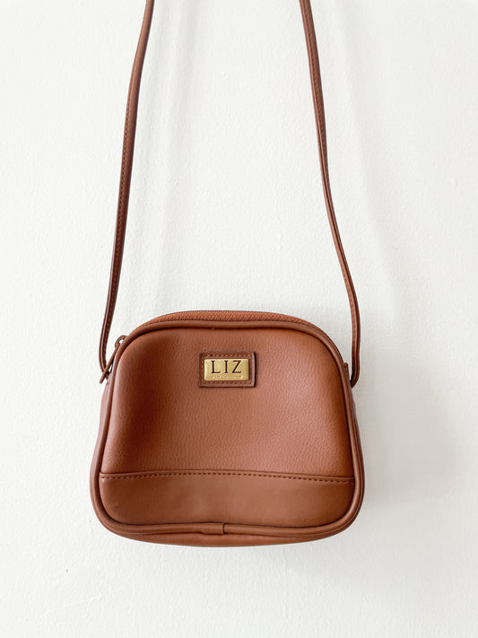 1990s Vintage LIZ by Liz Claiborne Brown Vinyl Crossbody Purse w/ Wallet
