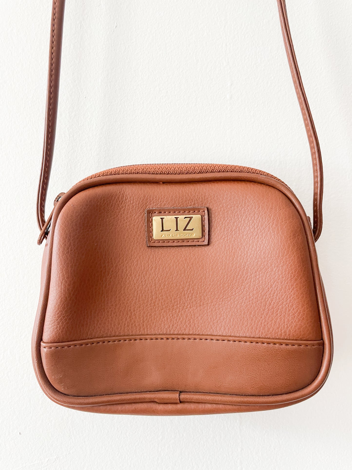 1990s Vintage LIZ by Liz Claiborne Brown Vinyl Crossbody Purse w/ Wallet