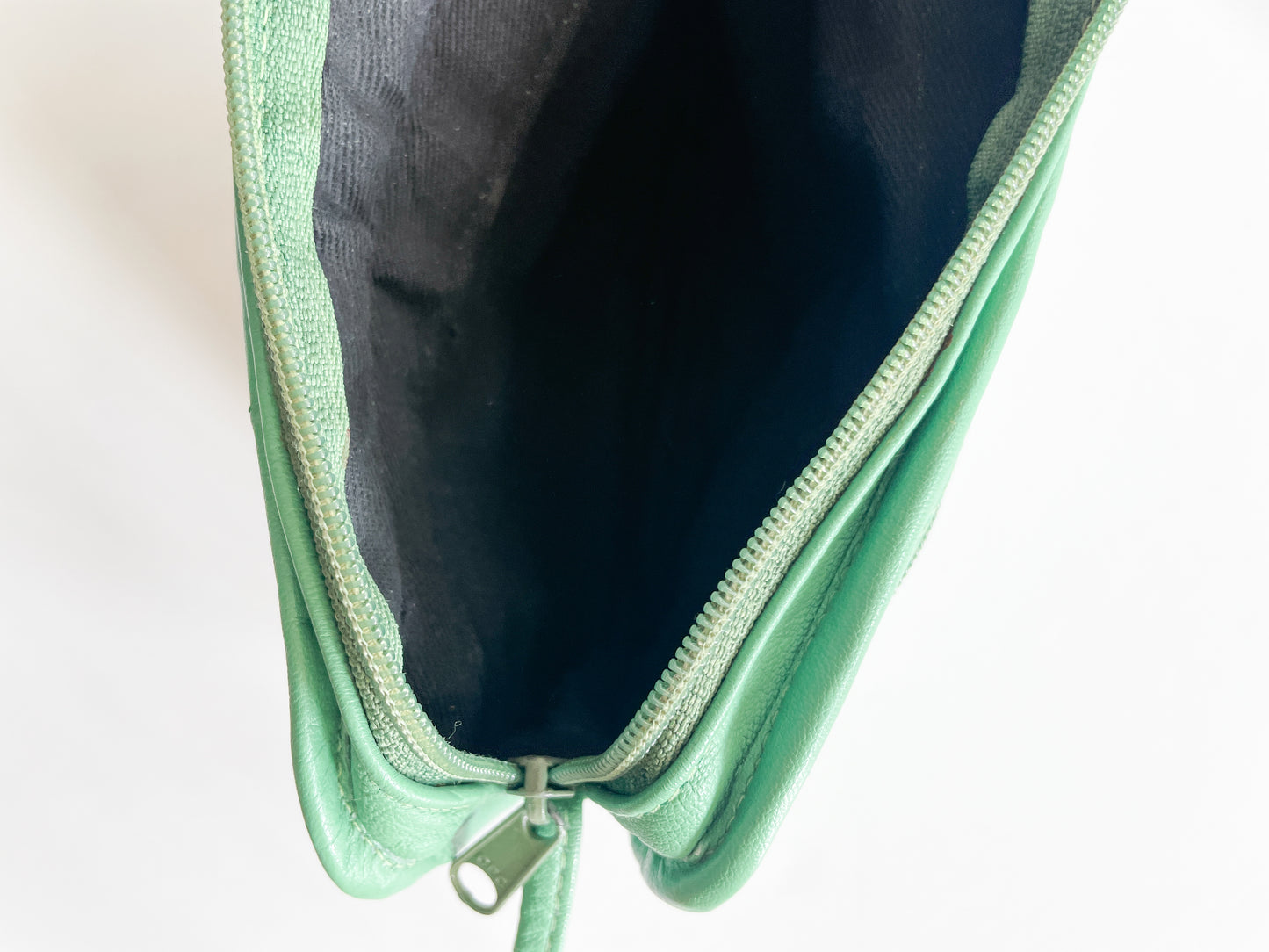 1990s Vintage Seafoam Leather Crossbody Purse