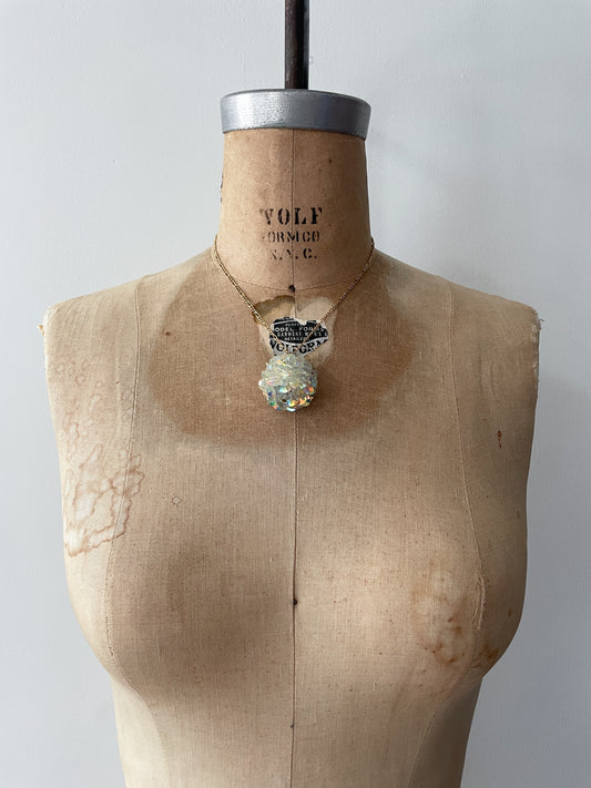 1950s Vintage Disco Ball Sequin Pendant Necklace