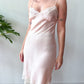 1970s Vintage Baby Pink Silk and Lace Lingerie Full Slip