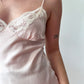1970s Vintage Baby Pink Silk and Lace Lingerie Full Slip