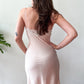 1970s Vintage Baby Pink Silk and Lace Lingerie Full Slip